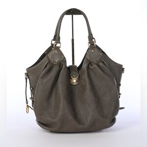 Louis Vuitton Grey Olive "Mahina" Shoulder Bag with Gold Hardware